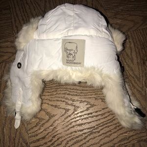 Size small/med white mad bomber hat